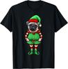 Funny Christmas Elf Pug Dog T-Shirt