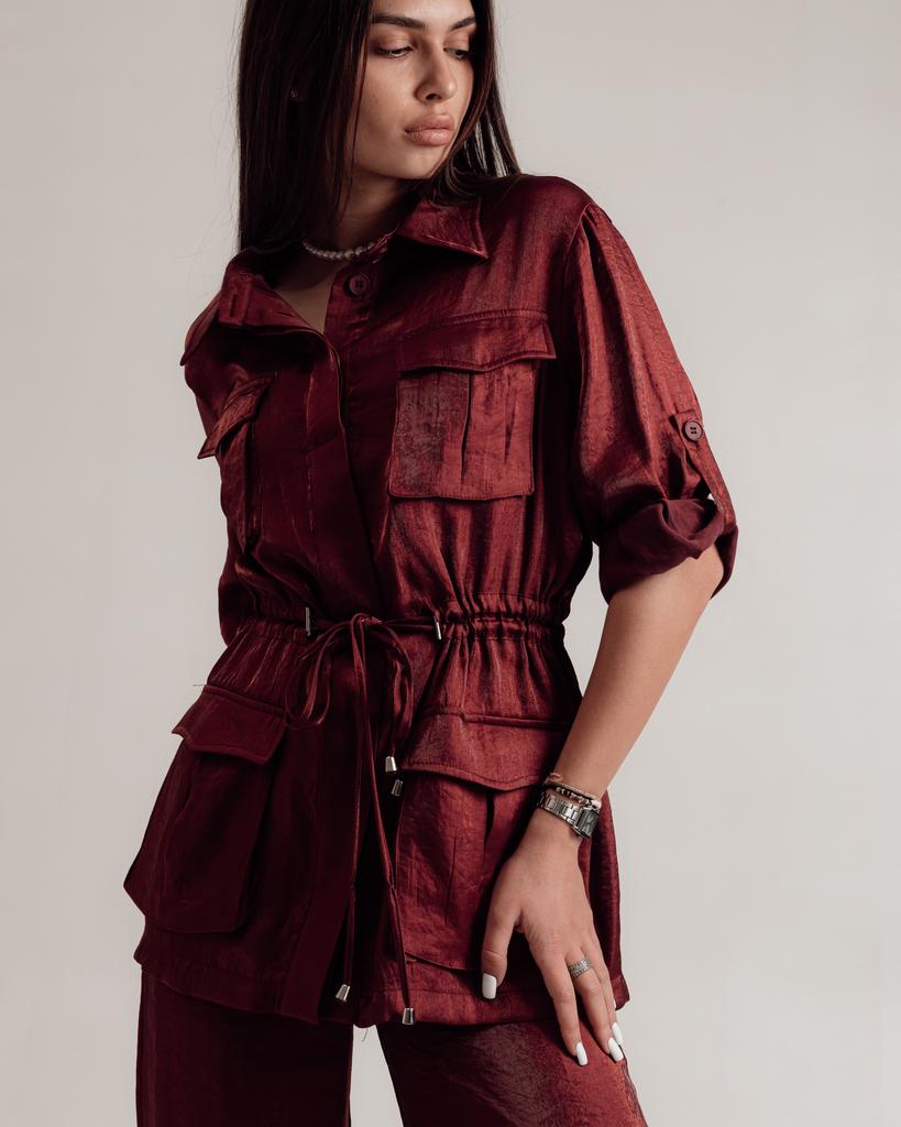 Women's Suit Sandrom 9830 S (36) Burgundy (shirt, Trousers)