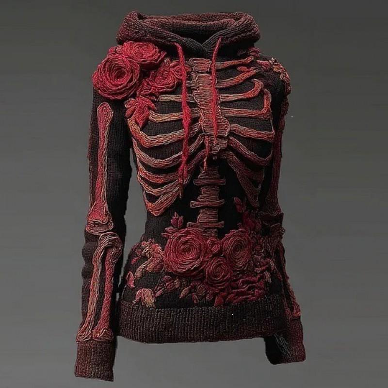 Womens Cozy Oversized Hooded Sweater With 3D Christmas Snowman Print Soft Knit Pullover Winter