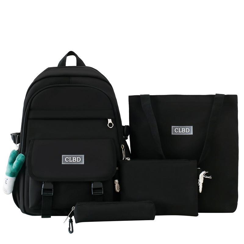 

Комплект из четырех рюкзаков, школьный рюкзак для студента, женский однотонный рюкзак чёрный