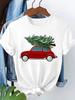 (Asian Size) Leopard Tree Cute 90s T Shirt Print Fashion Merry Christmas Women's Top Short Sleeve T-shirts O-neck Casual New Year Clothing Graphic Tee
