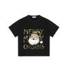Christmas T-Shirt Black Camouflage Santa Claus Merry Christmas Print Holiday Party Wear