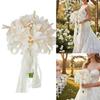 Pearls Decors Artificial Orchid Bride Bouquet Wedding Flower Arrangement Bridal Shower Photoshoots Decoration