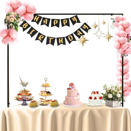Over The Table Rod Stand with Clamps Adjustable 59"-86" Length 28"-41" Height Table Arch Stand Metal Balloon Garland Arch