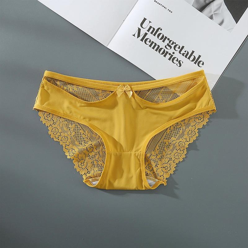 Tamanho grande triângulo para mulheres renda gelo seda sem costura roupa íntima algodão puro médio alcance, calcinha cintura média