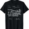 Vintage T Shirt Patent Print 1886 Steam Train Locomotive Vintage Washed Streetwear Stylish Graphic Soft Top For Everyday Wear