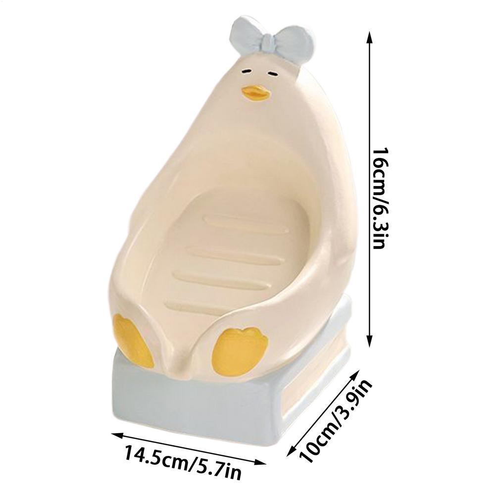 Soap Dish Ceramic Sitting Duck Cute Decor Self-Draining Soap Dish For Kitchen Bathroom Sink Shower Camping Travel Outdoor