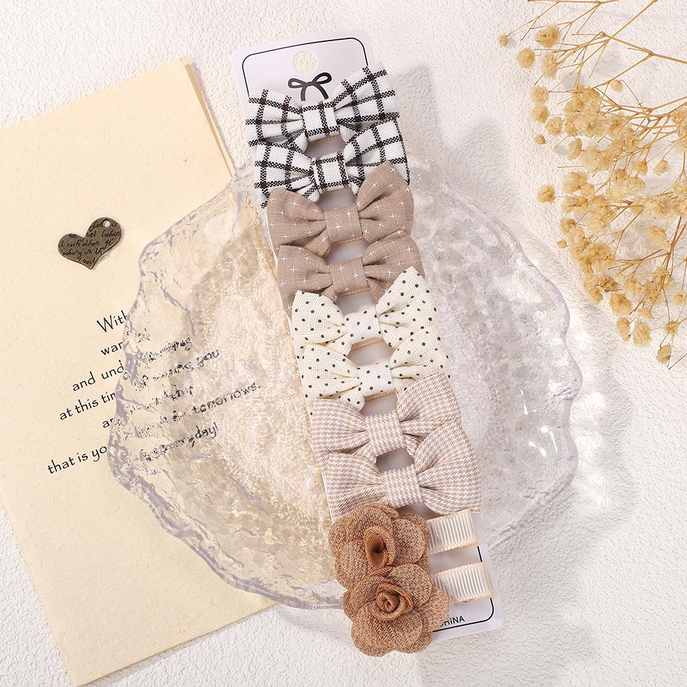 

10pcs/set Lovely Kids Bows Hair Clips for Girls Barrette Boutique Full Coverage Fabric Children s Headwear Baby Hair Accessories