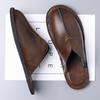 Herren Pantoffeln Handgemacht Einfache flache Sandalen Braunes Leder Schwarze Sommer Römische Sandalen Geschlossene Zehen Strand Schuhe Übergröße