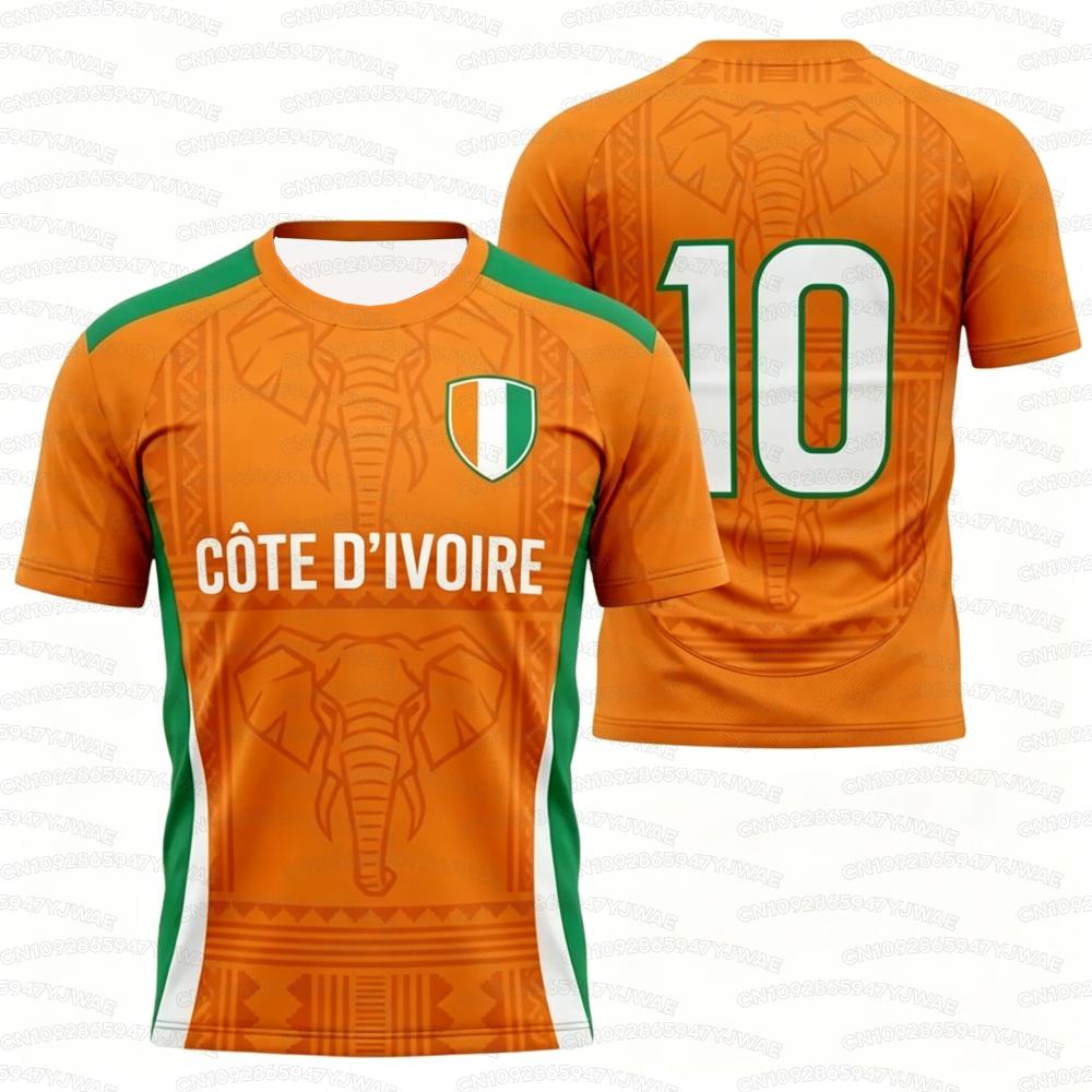 T-shirt Estiva Unisex Stampa Costa d'Avorio Scollo a V Manica Corta Maglietta Costa d'Avorio Maglie Taglie Forti T-shirt Sportiva Fan di Calcio