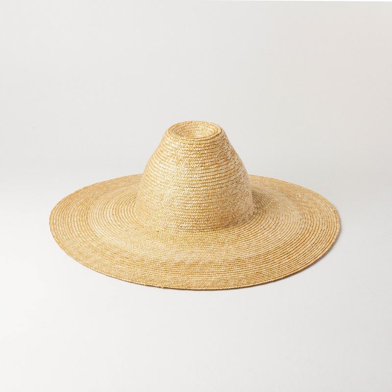 European, American spring and summer new tapered high-top light board hand-woven big-eave straw straw hat outdoor sun protection beach straw hat