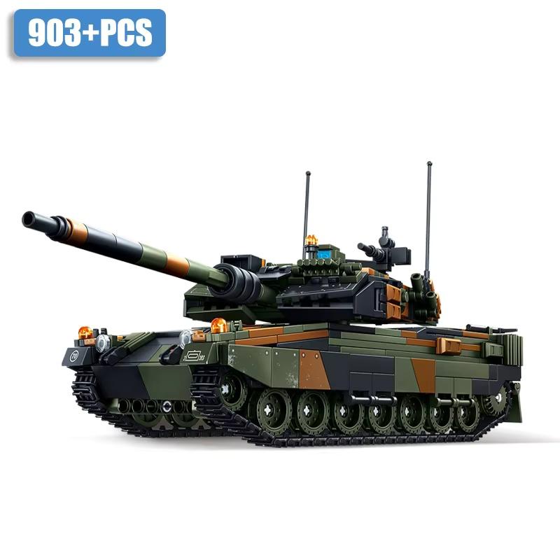 Military MOC Leopard 2A6 Army Main Battle Tank Building Blocks With Soldiers Tank Model Bricks Toy Gifts
