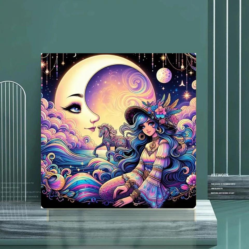 Mädchen 5DDIY Diamant Malerei Neue 2024 Volle Kreis Quadrat Tier Diamant Kunst Mosaik Stickerei Cartoon Fee Geschenk Hause Dekoration