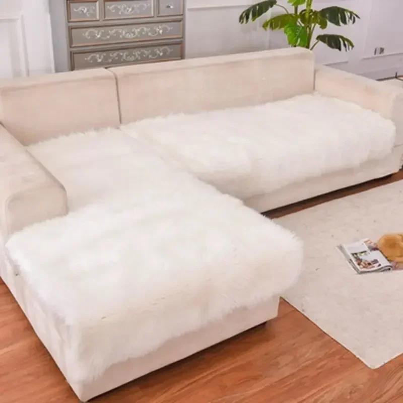 Nuovo Copridivano Copertura Completa Inverno Cuscino in Lana Sintetica Peluche Lungo Finestra Ispessito Europeo Antiscivolo Tappetini per Divano