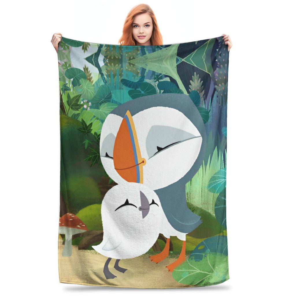 Puffin Rock Zeichentrick   Flaneldecke  Tolle Überwurfdecke für Bett Sofa Couch 200x150cm Teppichstück