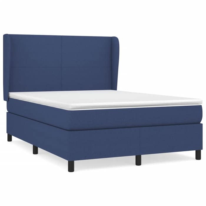 3127803 vidaXL Lit à sommier tapissier avec matelas Bleu 140x190 cm Tissu
