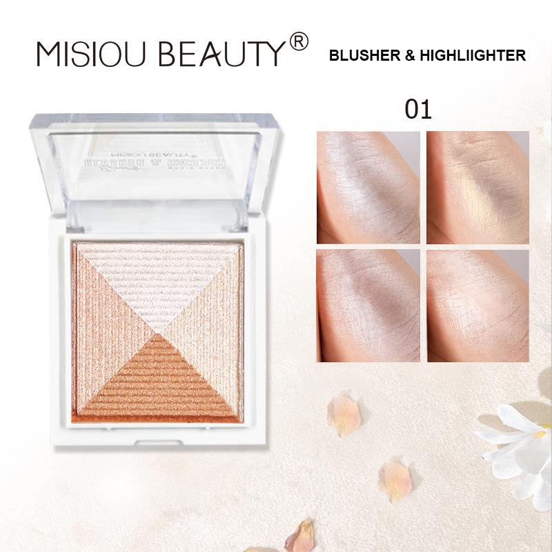 Four-Season Shimmer & Contour Palette: Natural Highlight, Brightening Powder, Fine Texture, All-in-One Blush with Four Colors.