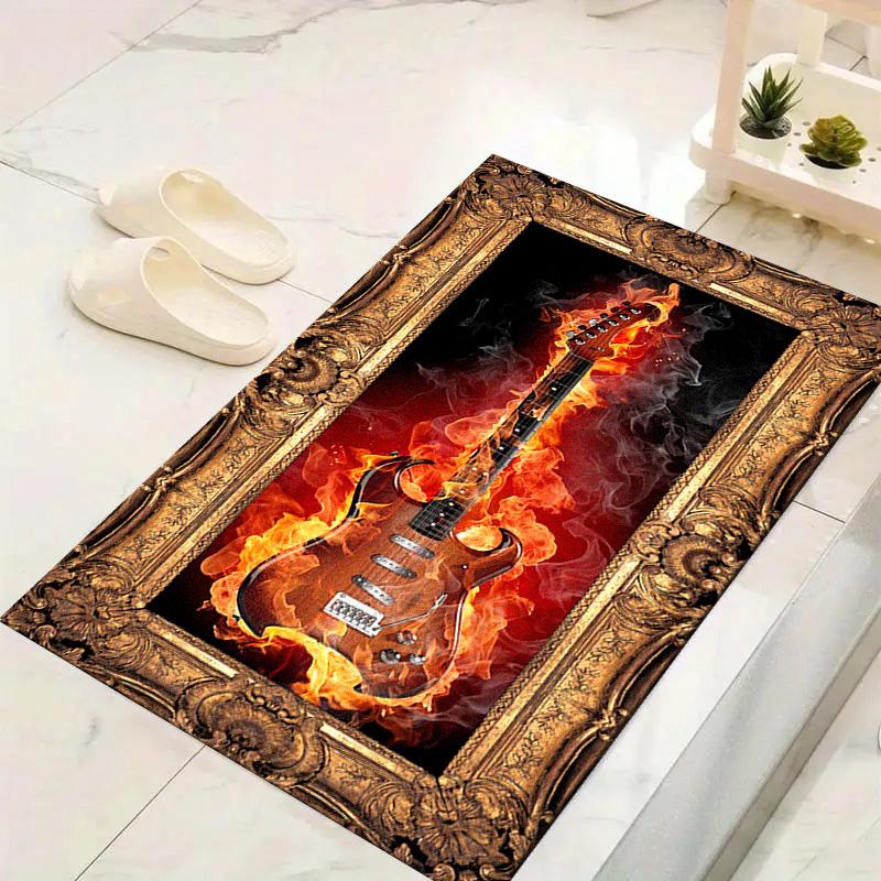 Fire Guitar Carpet Rug for Living Room Bedroom Home Sofa Decoration,Kids play Non-slip Floor Mat