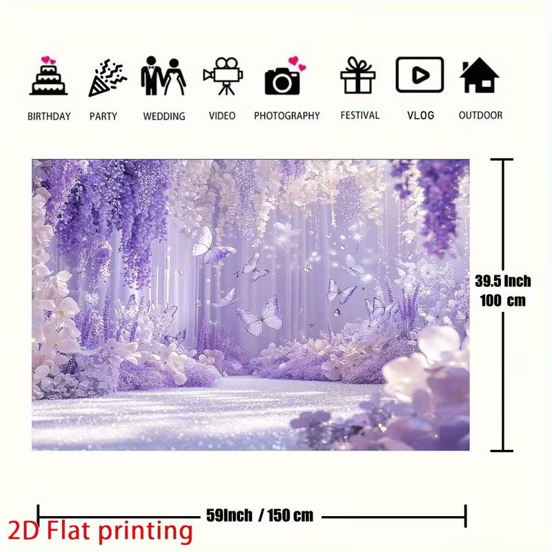 2D Enchanted Lavender Floral Photo Booth Background