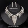 Exquisite Luxury Temperament Necklace Earrings Set Banquet Dress Full Diamond Fringe Jewelry Fashion Versatile Bridal Jewelry