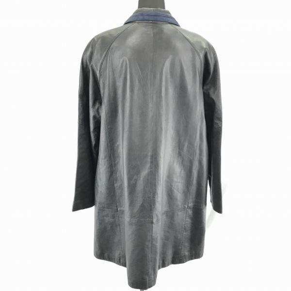 Sheepskin Leather Coat Single 3-Button Knee Length Fully Lined Black Women's Free(USED)