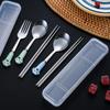 Cat Claw Stainless Steel Tableware Set Portable Cutlery Fork Spoon Chopsticks Three-Piece Suit With Box Travel Flatware Gift