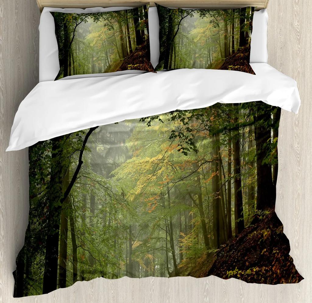 Forest King Queen Duvet Cover Beautiful Natural Scenery Bedding Set For Teens Adults Sunset Tree Landscape Polyester Quilt Cover