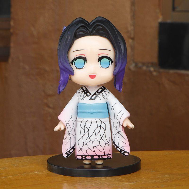 Demon Slayer Q Version Anime Figures Set 5pcs Tanjiro Nezuko Zenitsu Inosuke Shinobu Kimono Yukata PVC Toys Gift