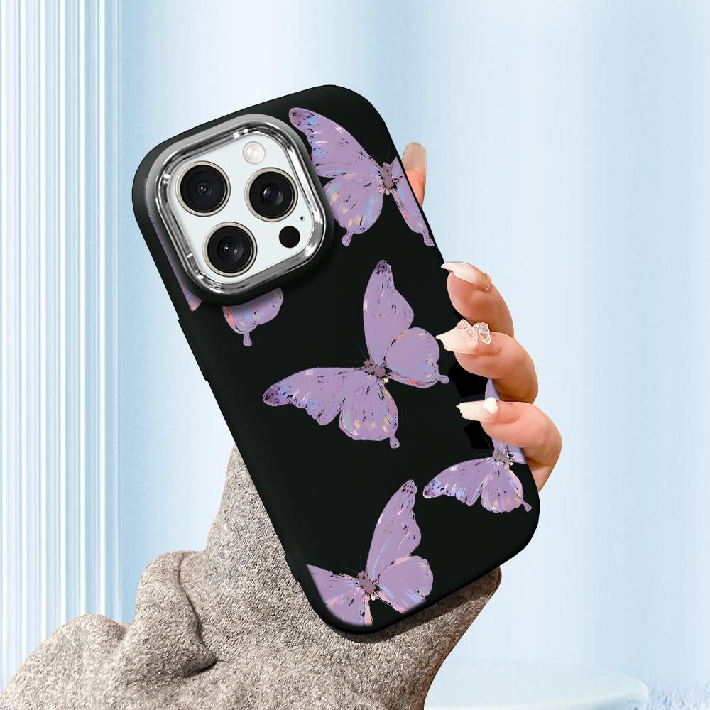 For iPhone 15 14 13 11ProMax 14 15 16 Samsung S25 S24 S23 S22 Redmi 10 13 14C Cartoon Black Cat Silver Edge Soft Liquid Silicone Protective Casing