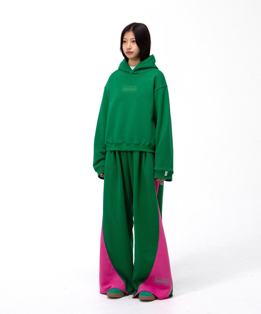 Diploma Embroidered Half Crop Hoodie - Green