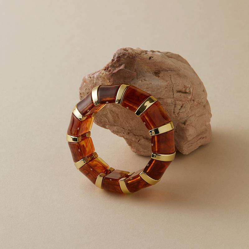 Bohemian Acrylic Elasticity Bracelet Exaggerate Women Simple Geometric Cuff Jewelry  Accessories