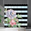 Shower Curtain Waterproof and Mildew-proof Digital Printing Horizontal Strip Plant Flower Printing Shower Curtain Partition Curtain Free Punching