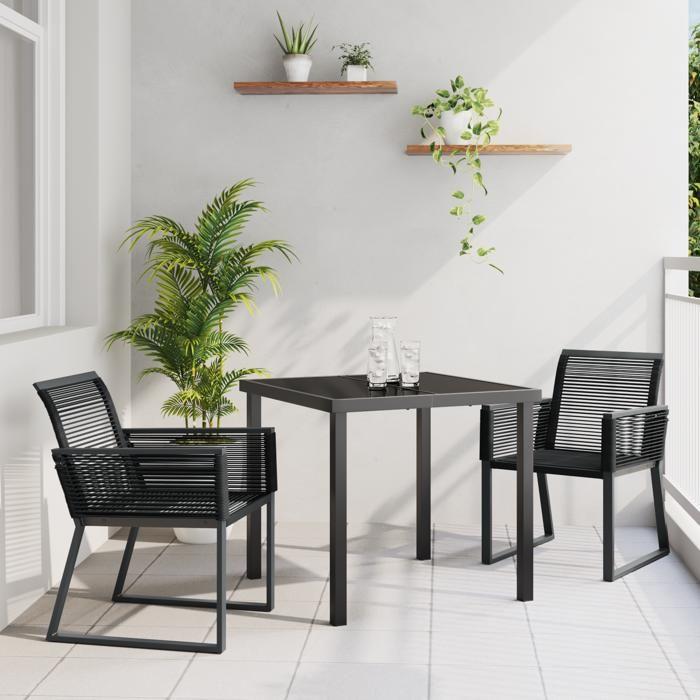 VidaXL Ensemble de Salle à Manger de Jardin 3 Pièces Noir Poly Rattan 3379310