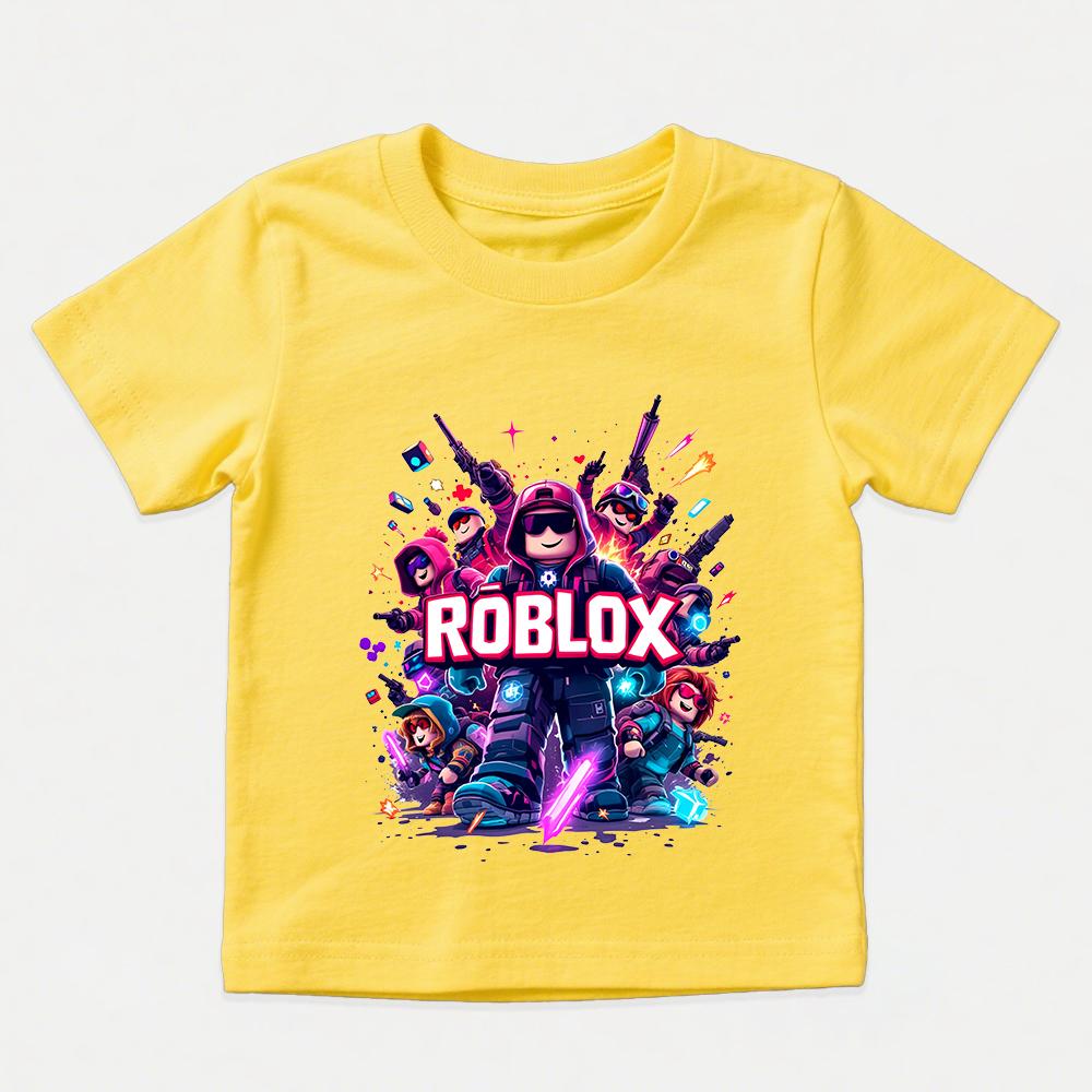Roblox Game Print Kids Cotton Tshirt for Boys Girls Short Sleeve Tops Childrens Graphic Tee Casual Playwear