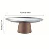 WIKHOSTAR Stainless Steel Cake Tray Wooden Base Fruit Display Plate Dessert Plate Dining Table Home Decoration Ornaments