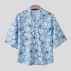 INCERUN Oversized Men Lapel Neck Half Sleeve Floral Print Casual Shirts