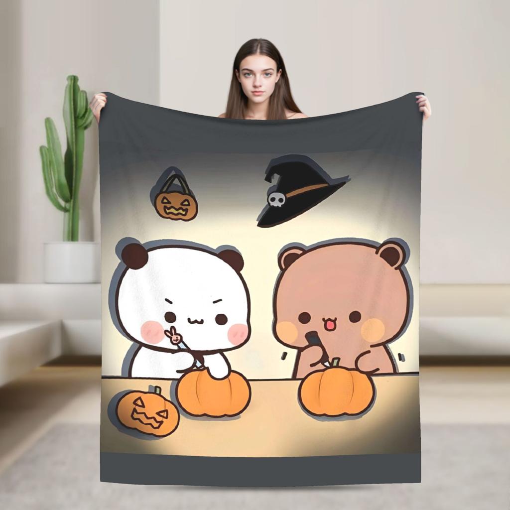 Super Warm BlanketStudents Picnic Bubu Dudu Halloween Throw Blanket Flannel Bedspread For Living Room Aesthetic Sofa Bed Cover