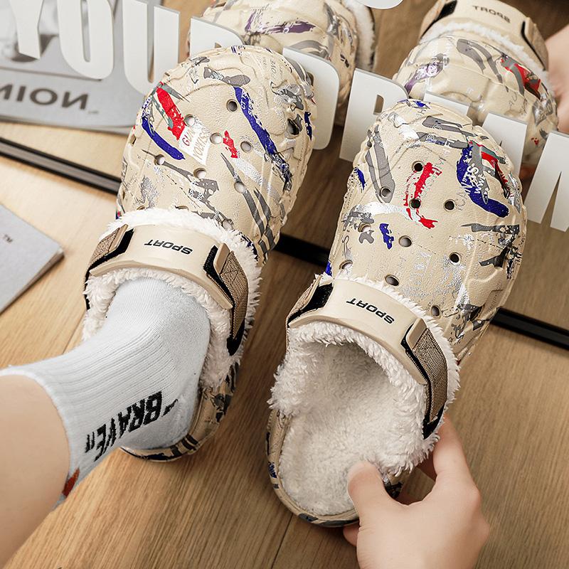 Ciabatte Invernali da Uomo, Ciabatte Calde in Peluche, Scarpe Morbide da Casa in Cotone, Ciabatte in Peluche Comfort per Uso Quotidiano all'Aperto