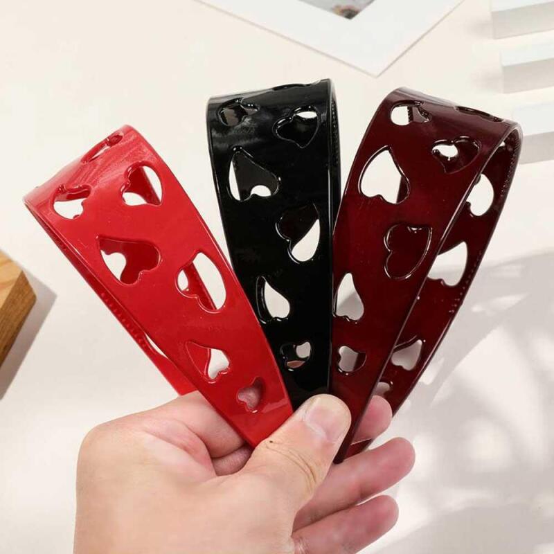 Women s Heart Cut-Off Plastic Hairband A33822_Burgundy