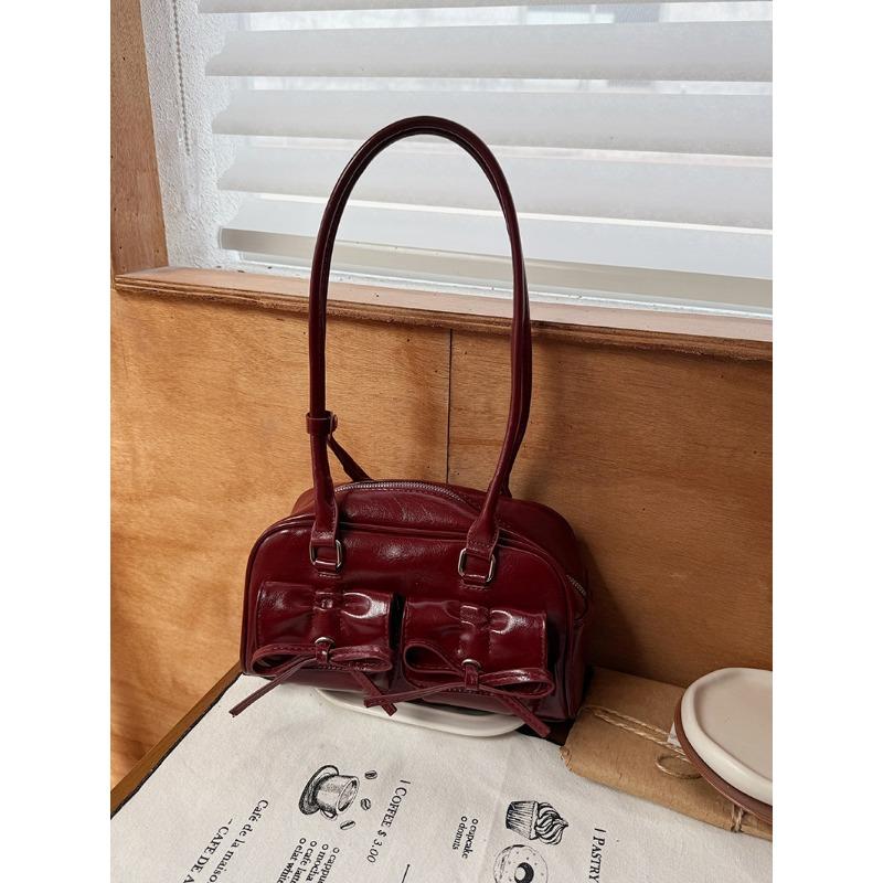 Bow One-shoulder Underarm Bag for Women New Style Portable Pillow Bag Bowling Bag Fashionable Commuter Bag