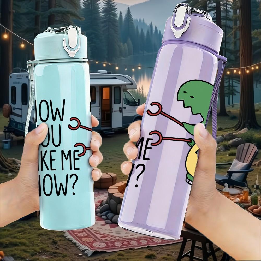1PC How You Like Me Now Dino 750ml Color Plastic Sports Water Bottle Leakproof Flip Straw Lid Suitable for Sports Office Home Use