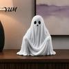 Small Autumn Pumpkin Crafts Spooky Halloween Figurine, Resin Scary Ghost Tabletop Decoration Table Centerpieces for Tiered Tray, Shelf, Mantel,