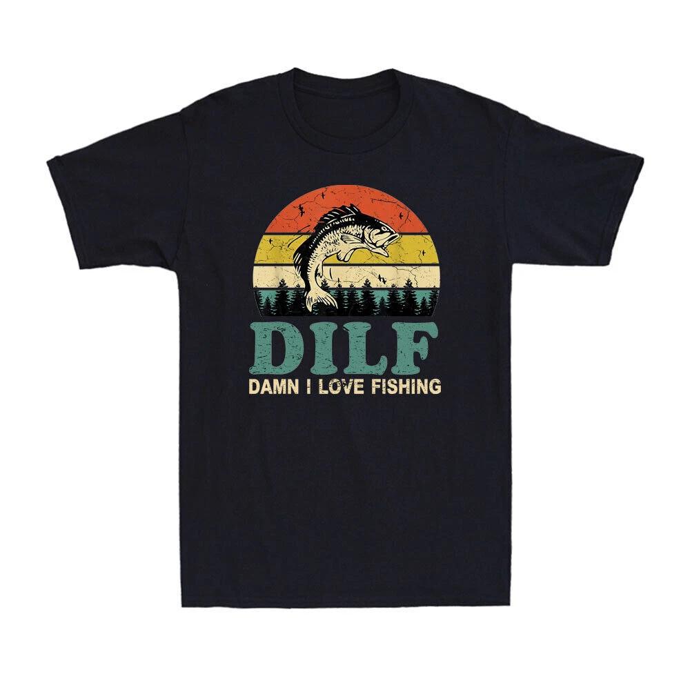 Dilf-Damn I Love Fishing Funny Fishing Saying Fishermen Vintage Men s T-Shirt M