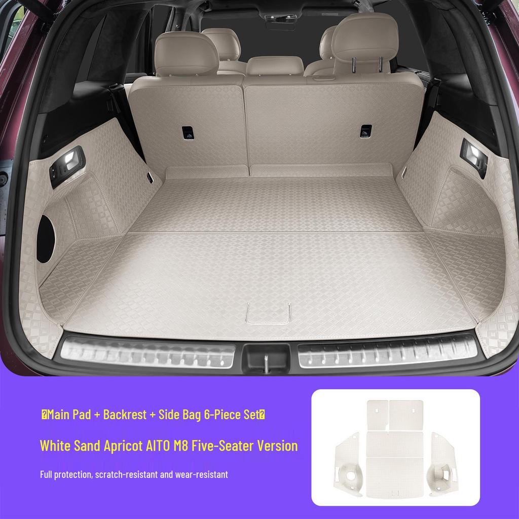 AITO M8 Trunk Mat: 3D Leather Protective Cover with Full Coverage, Tail Box Mat Decoration Accessory.