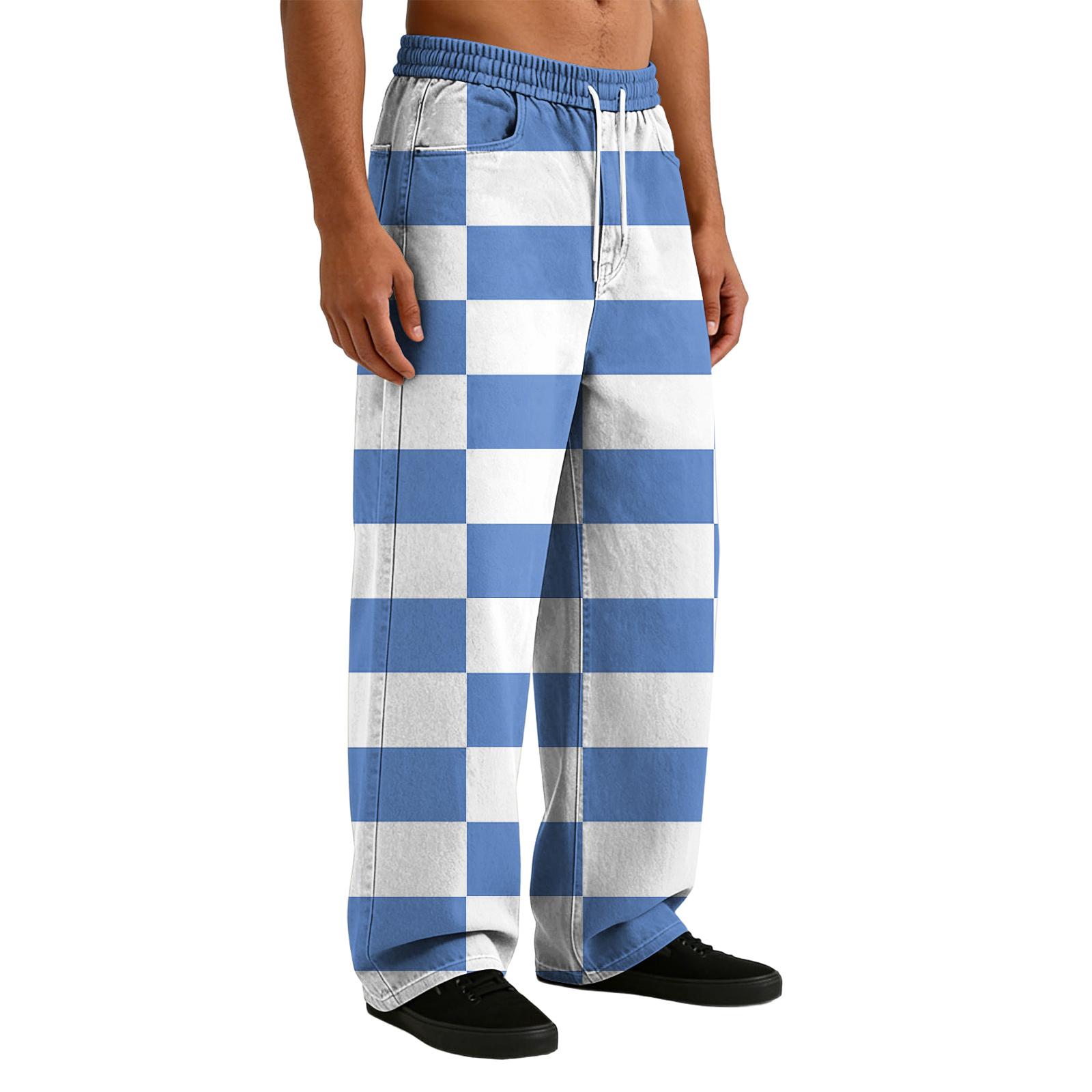 Men s Casual Stretch Waist Drawstring Straight-Leg Pants XXXXXL чёрный