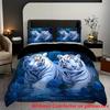 Blue Rose Tiger 3D Printed Duvet Cover Pillowcase Soft Bedding Accessories Home Polyester Decor Animal Theme Quilt Covers