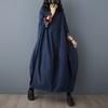 Vintage Long Sleeved Denim Dress 2025 New Plus-size Loose Blue Long Dresses for Women Autumn O Neck Casual Dress