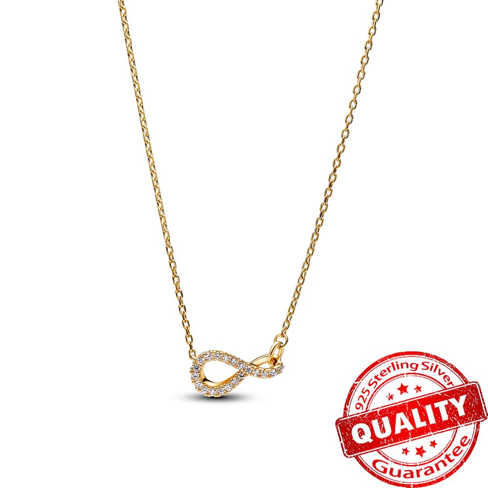 Gorgeous Copper Infinity Knot Collier Chain Necklace Link Chain Choker For Women Girls Fashion Jewelry Gifts