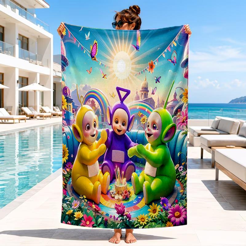 Tele-tubbies Celebration Beach Towel, Microfiber Beach Towel, Perfect For Pool, Beach, Travel, Home Decor Beach Party Fan Gifts