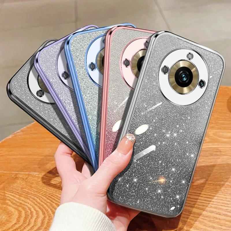 Fashion Plating Gradient Glitter Case For OPPO Realme 11 Pro 9 8 V25 V23 V13 C55 C53 C35 C33 C21Y Reno 10 5 Silicone Back Cover